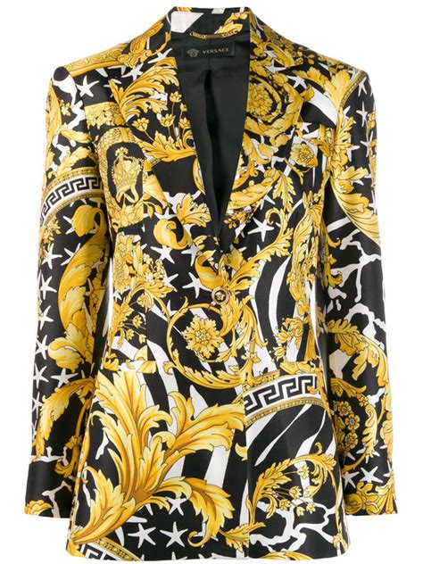 versace savage baroque silk one-button blazer line|Versace Blazers for Women .